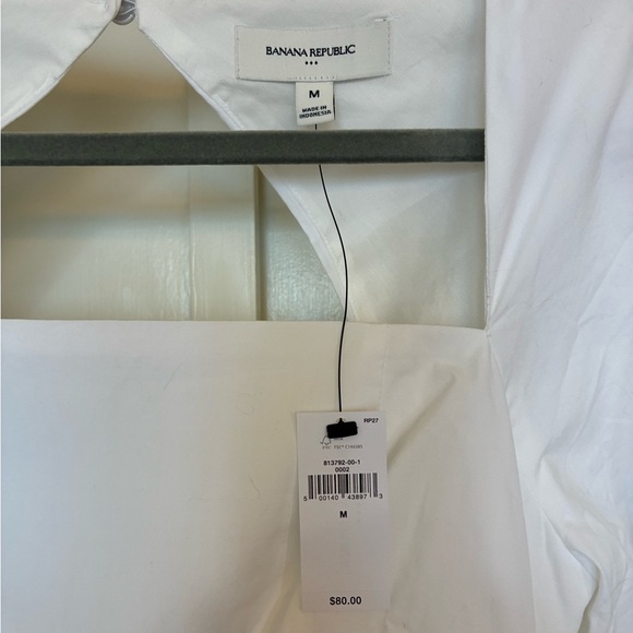 Banana Republic White Poplin Cropped Shirt NWT - Picture 2 of 6